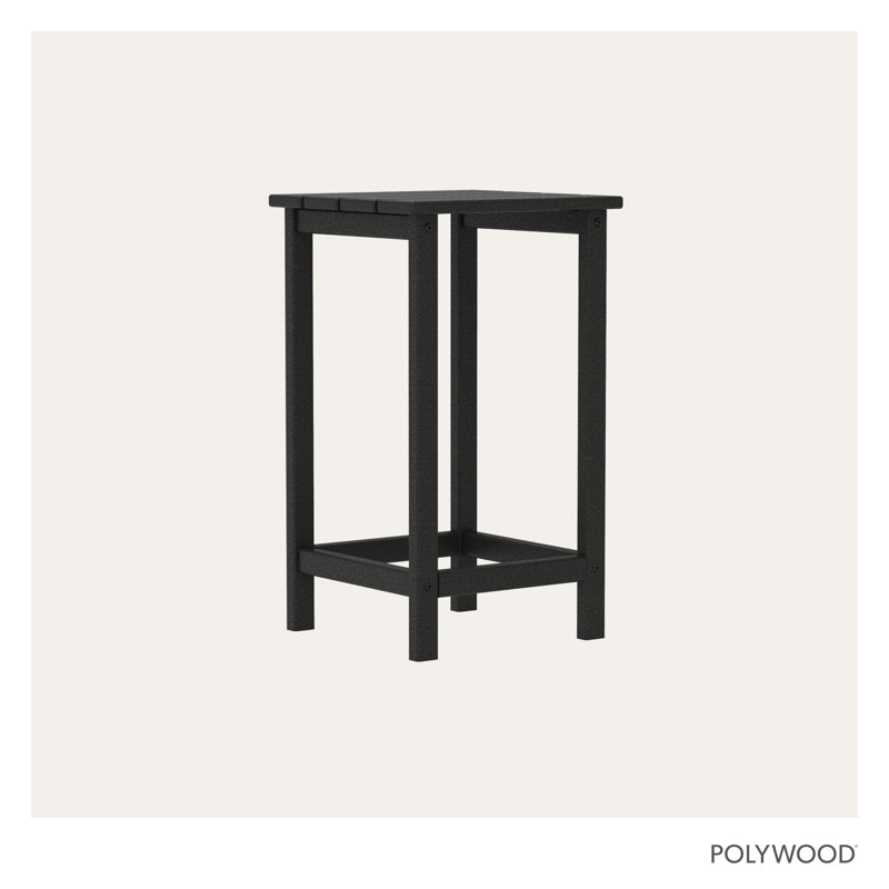 POLYWOOD Long Island 26" Counter Side Table, Black