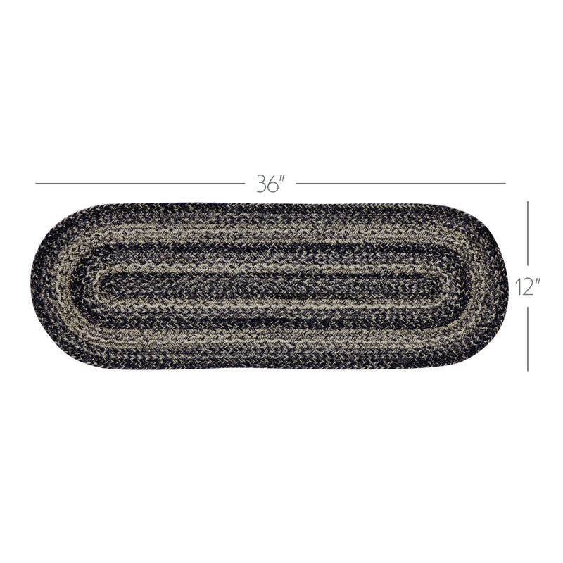  Chemin de table rond en jute à motif géométrique, L 36 po x l 12 po