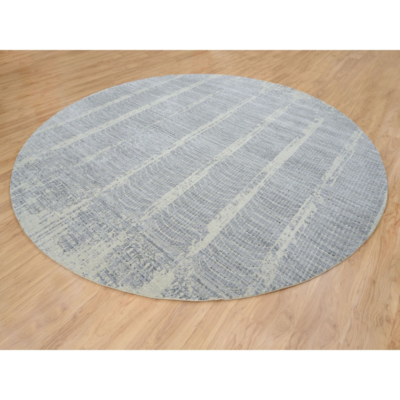 Tapis oriental gris, en laine et en soie à base de laine, tissé à la main, jacquard tissé à la main 12 pi x 12 pi 19F33500B10D4631A4FF88A4ACD07503