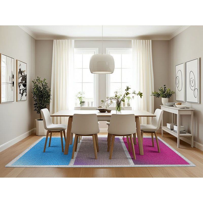 Tapis motif rose/gris/bleu Peddie, Rectangle 7 pi x 10 pi