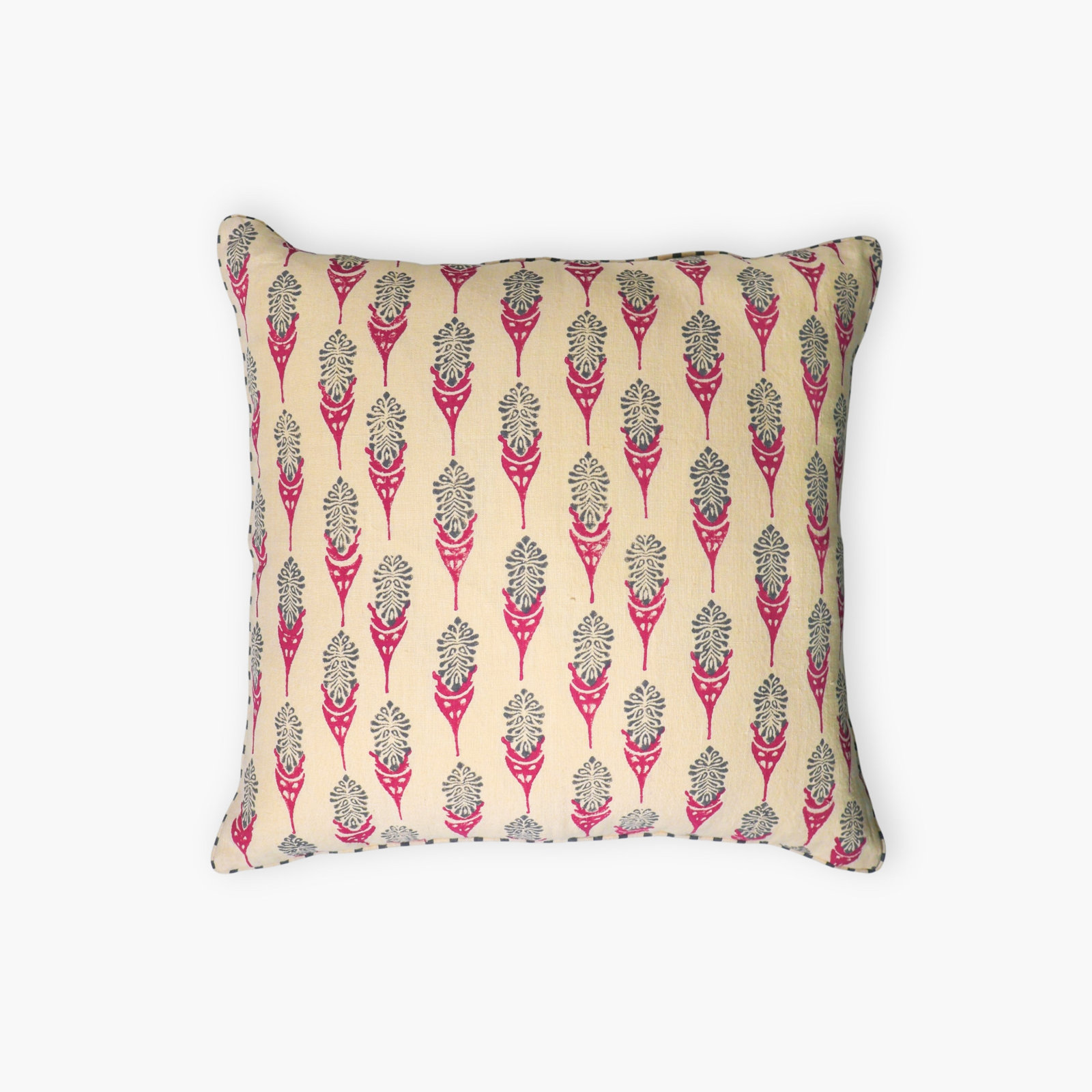 Linen Pillow Cover, Square 20", Pink/Beige Floral