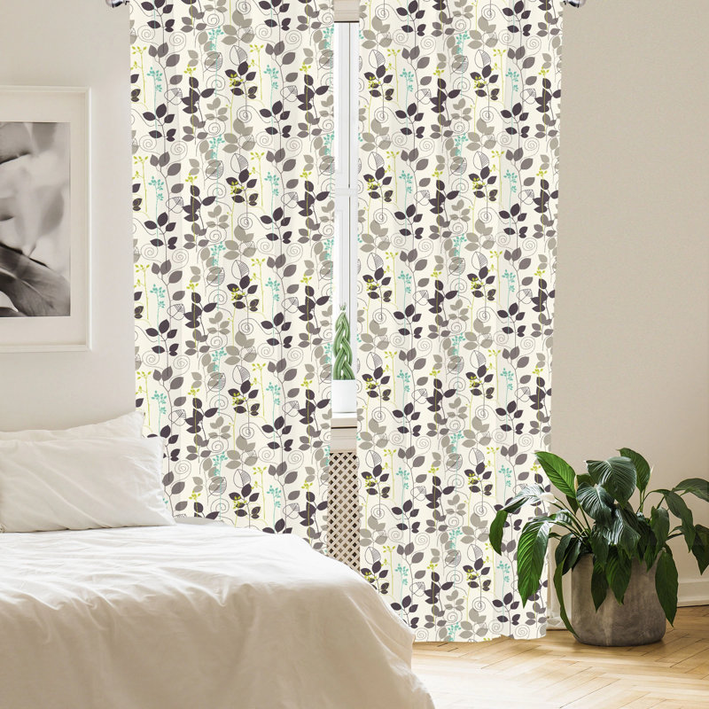 Floral Semi-Sheer Rod Pocket Curtain Panels, 28" x 95"