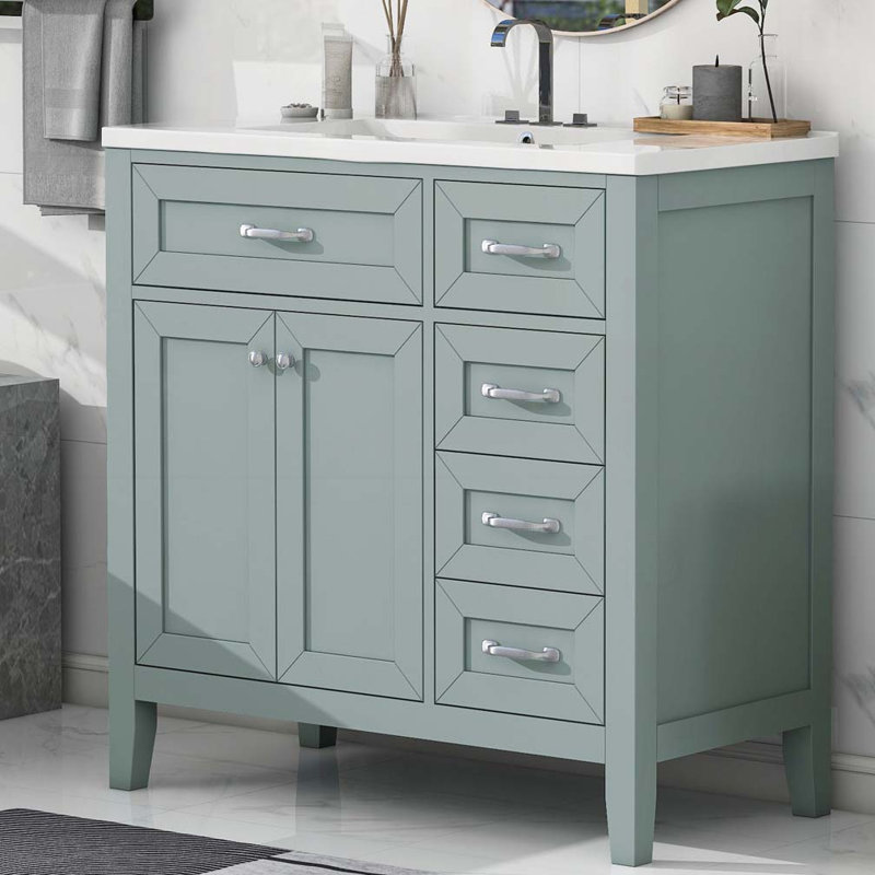 Meuble-lavabo 36 po avec lavabo, Vert
