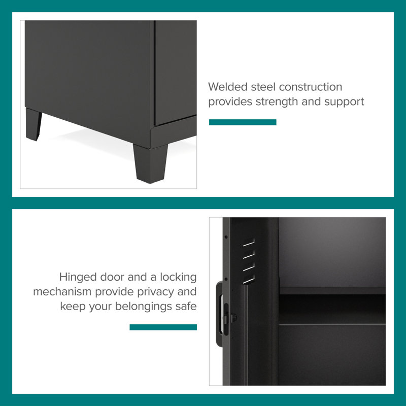 Black Metal 30.5" High Storage Locker Cabinet