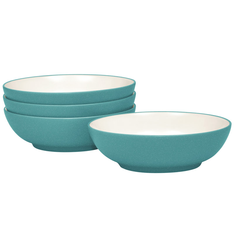 Turquoise Ceramic Soup and Cereal Bowls Set of 4