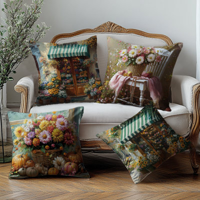 4 housses de coussin décoratives à motif de fleuriste