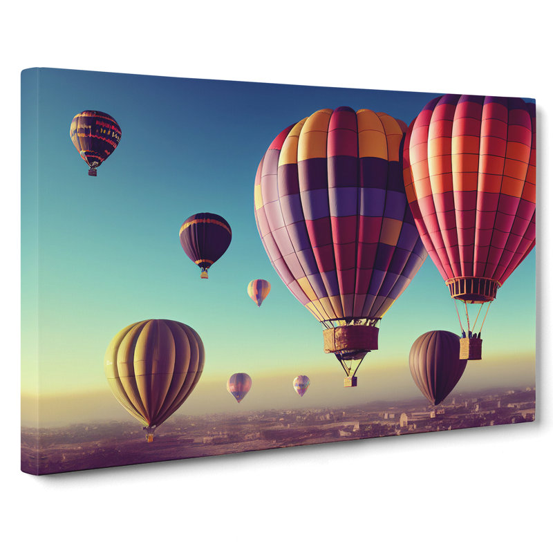 Hot Air Balloons In Flight - Wrapped Canvas Painting, 50cm H x 76cm W x 3cm D