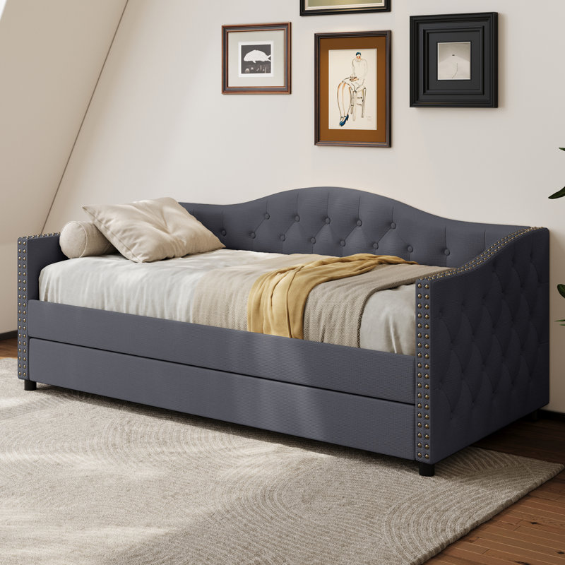 Lit de jour avec couchette Kaevion, Gris, Simple