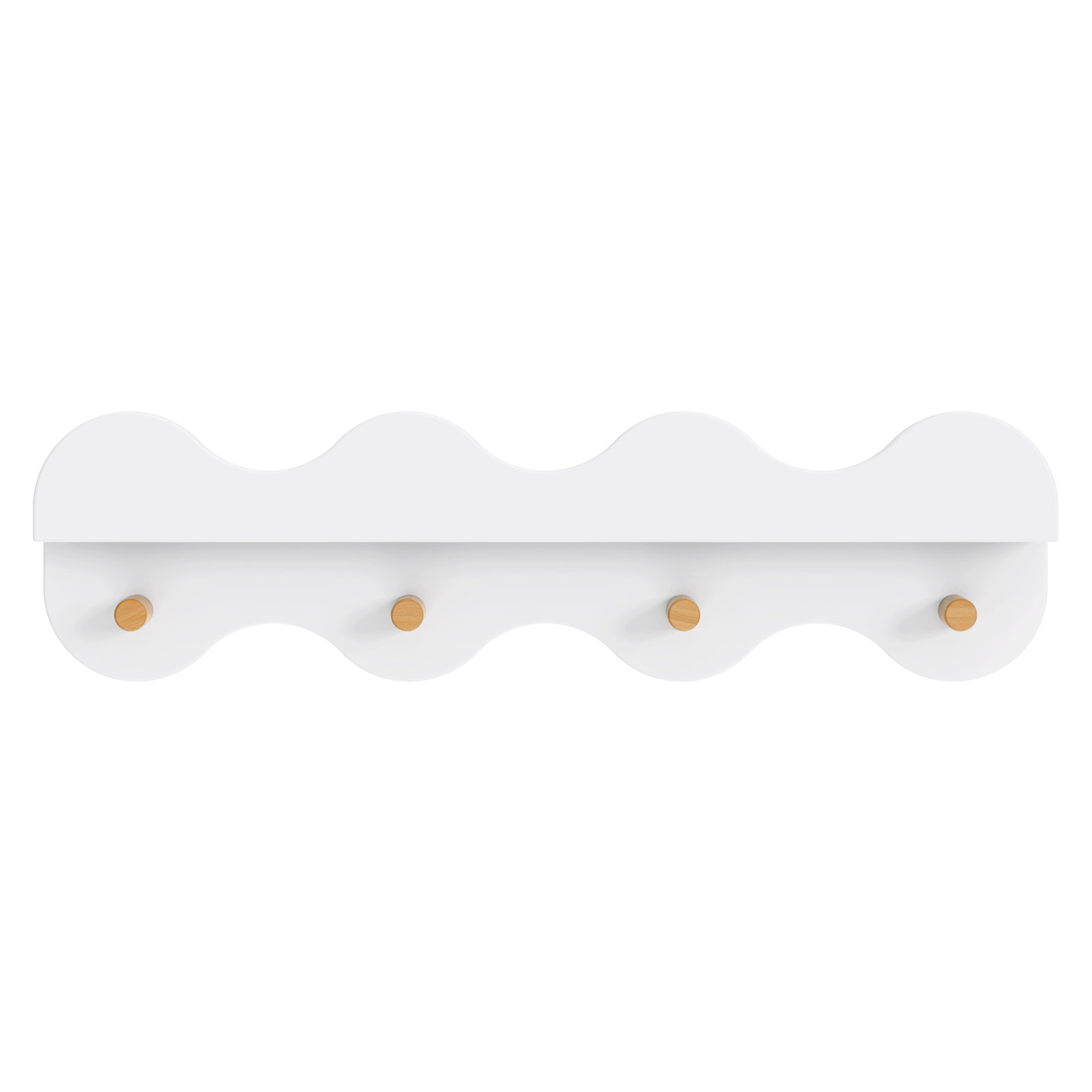 Lido Wave Bookshelf with Hooks, White/Honey