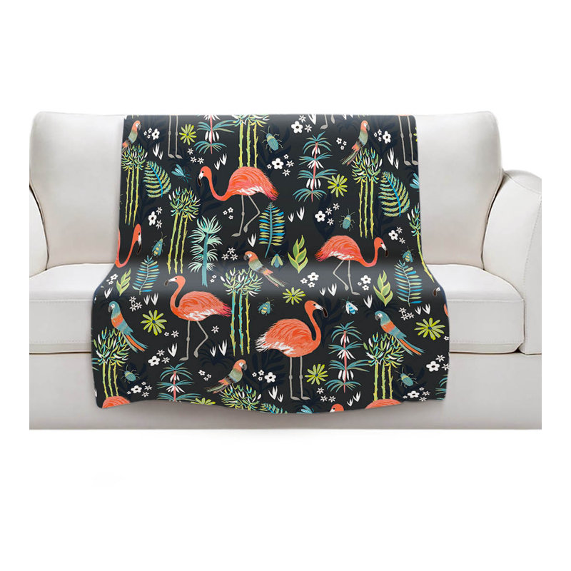 Couverture sherpa flamant roses doux peinte, l 68 po x L 80 po