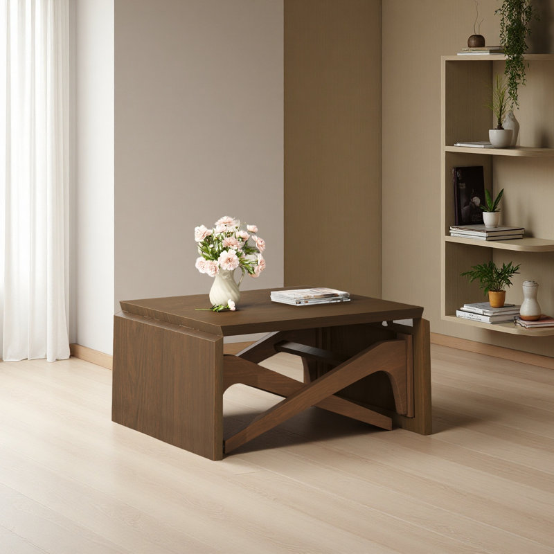 Table basse, table 2 en 1, table de salle à manger extensible, Noyer