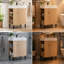 Meuble-lavabo 21,6 po avec lavabo simple en céramique, armoire combinée et rangement à gauche - bois-1191663383