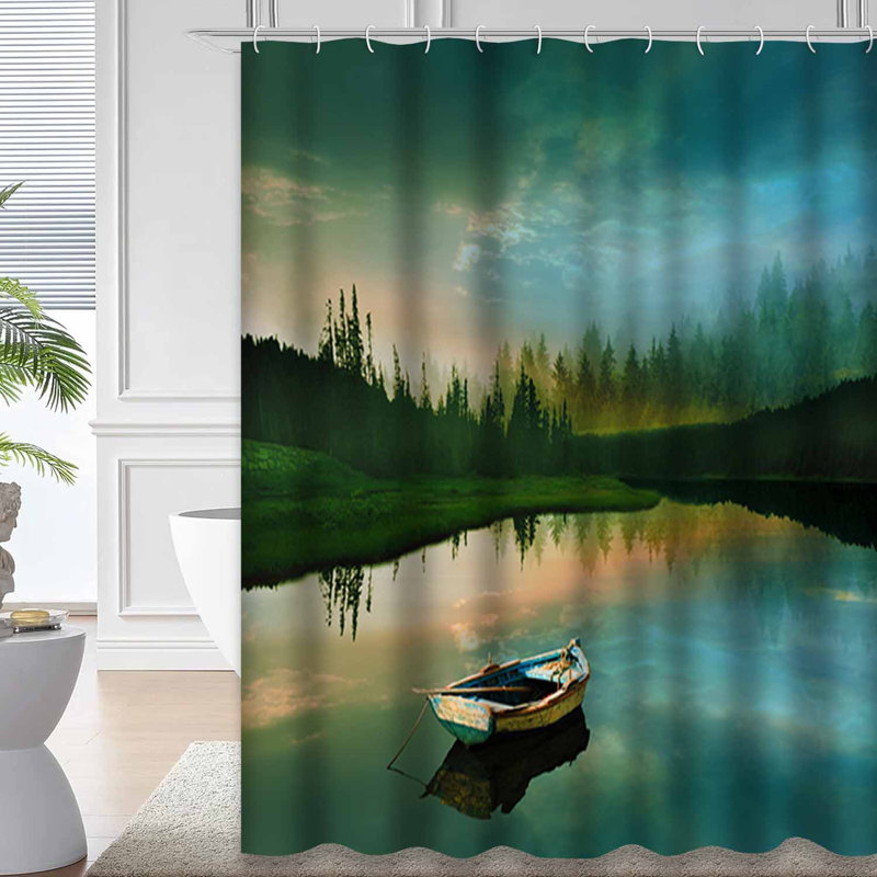 Rideau de douche avec 12 crochets Calm Lake, L 72 po x l 72 po