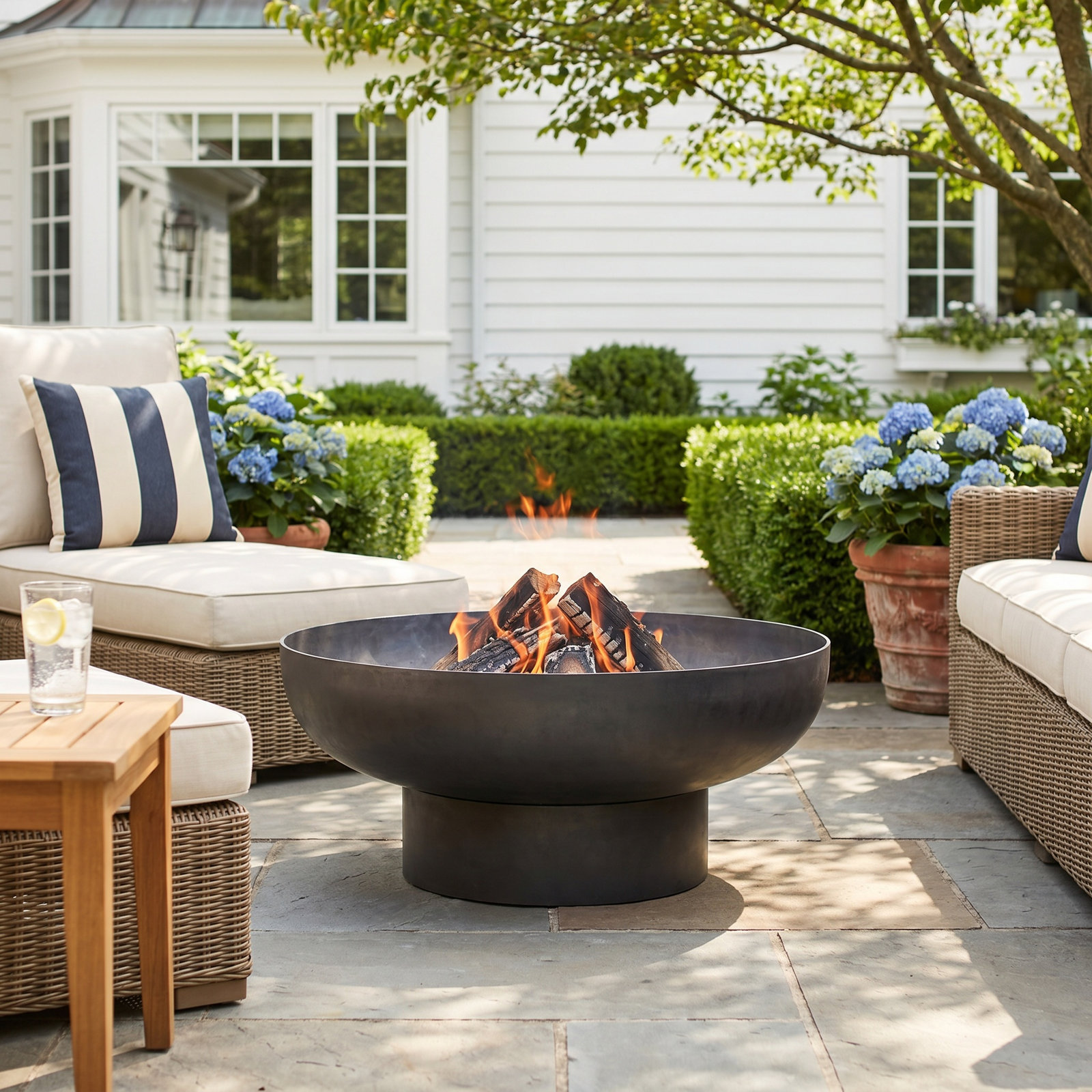 Harrogate Outdoor Fire Pit, 19" H x 48" W x 48" D