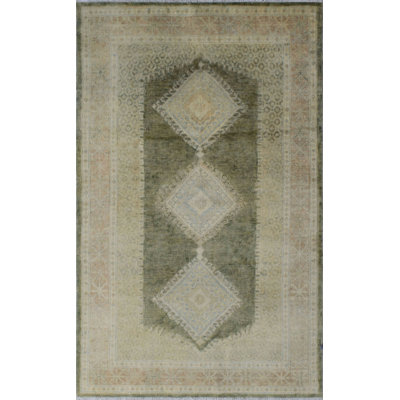 Tapis de zone en laine 4 pi 8 po x 7 pi 6 po one-of-kind à la main noué la Suzann