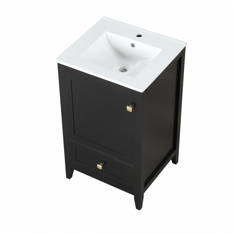 Meuble-lavabo de 20 po avec lavabo, Noir