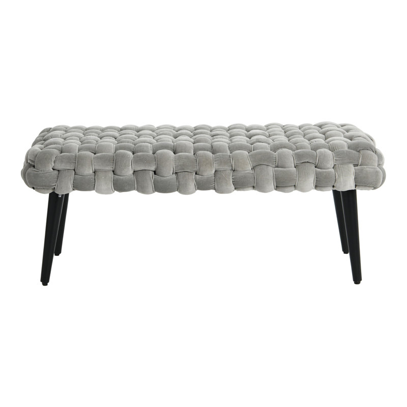 Banc en velours tissé Clemmone, Gris / Noir