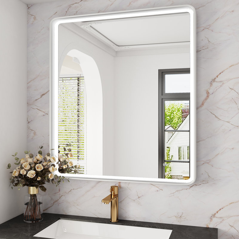 Gold/black/silver Frame Led Bathroom Mirror, 24/30/36/48 Inch Vanity Mirror, Lighted Wall Mounted Mirror, Anti-fog, Dimmable , 3 Colors Frontlit (horizontal/vertical)