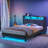 Karo Upholstered Metal Wingback Storage Bed with Headboard, Charging Station and LED Lights-753594849-788990414