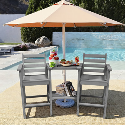 HDPE Tall Adirondack Chair Set with Removable Double Trays (Set of 2)