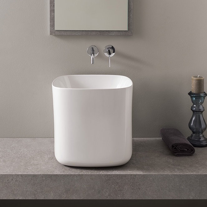 Scarabeo By Nameeks Moon 16.5'' White Ceramic Square Bathroom Sink