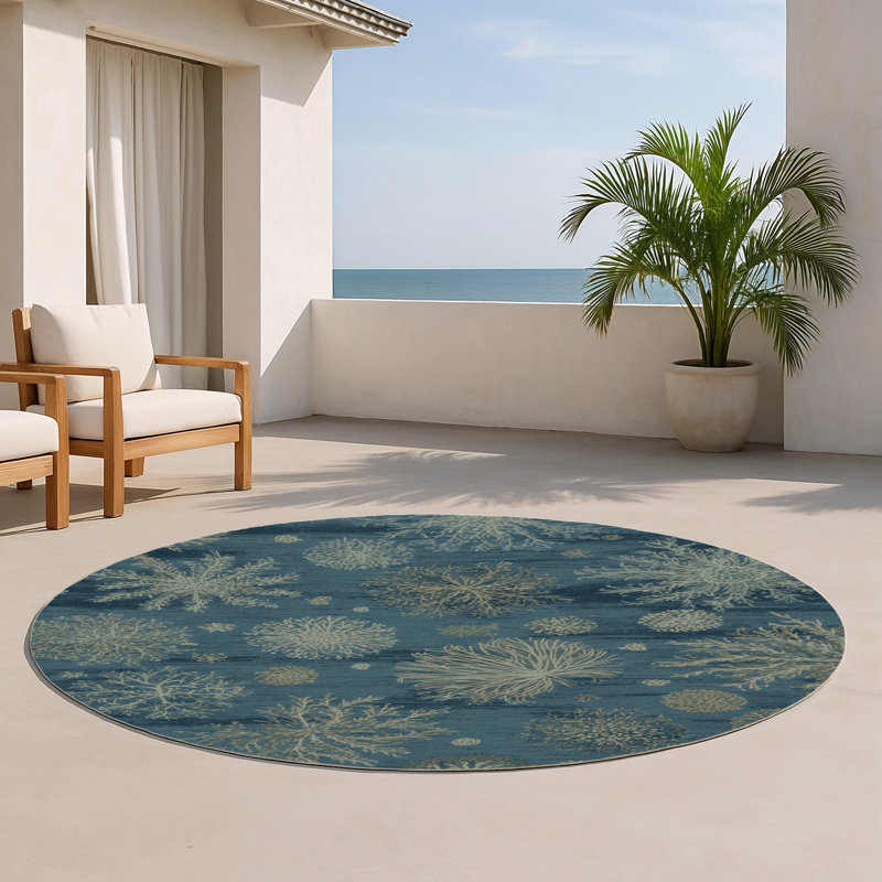 Tapis d'intérieur et d'extérieur vert Nature, Rond 5 pi