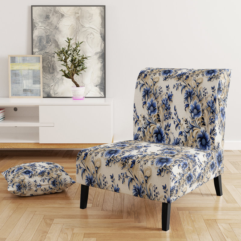 Rustic Victorian Brocade Victorian Motif - Chaise d'appoint de chalet rembourrée à motif floral
