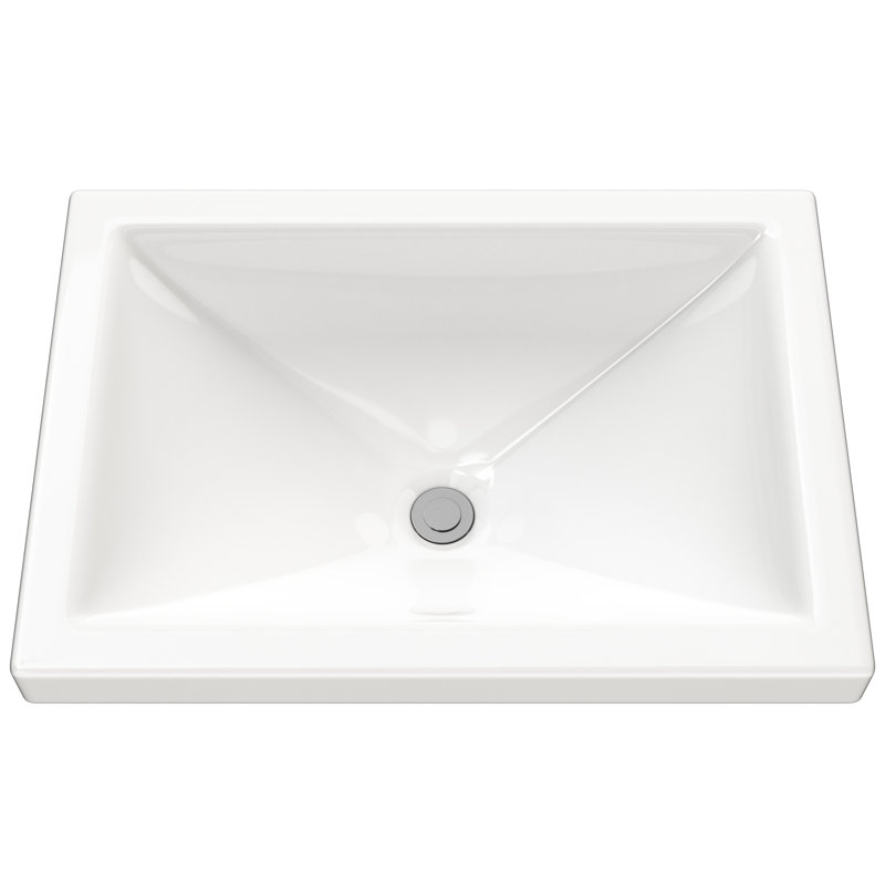 Lavabo de salle de bain semi-encastré en porcelaine vitrifiée de 21 pouces Cantrio PS-111