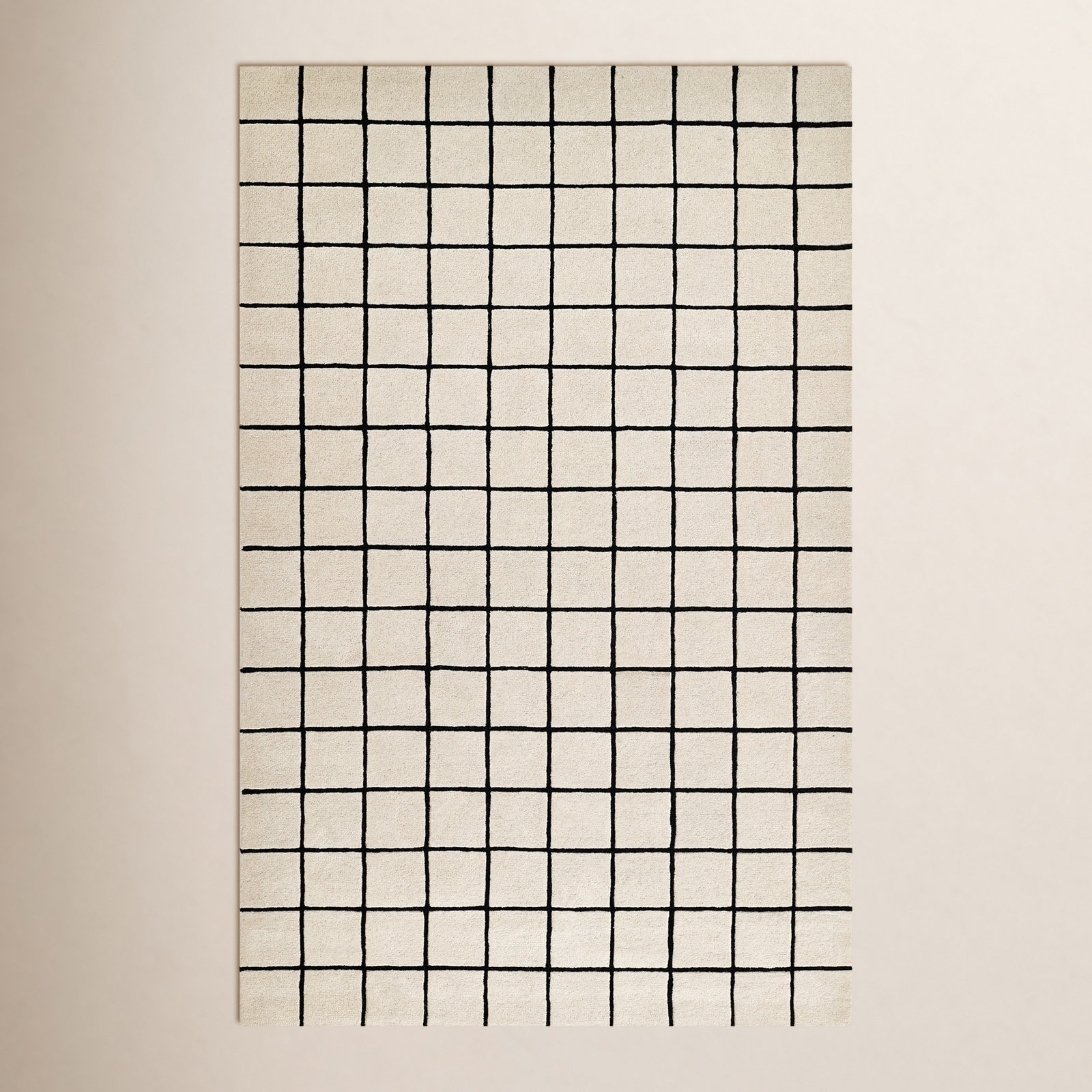 Montara Ivory Hand-Tufted Geometric Wool Rug, Rectangle 5' x 8'