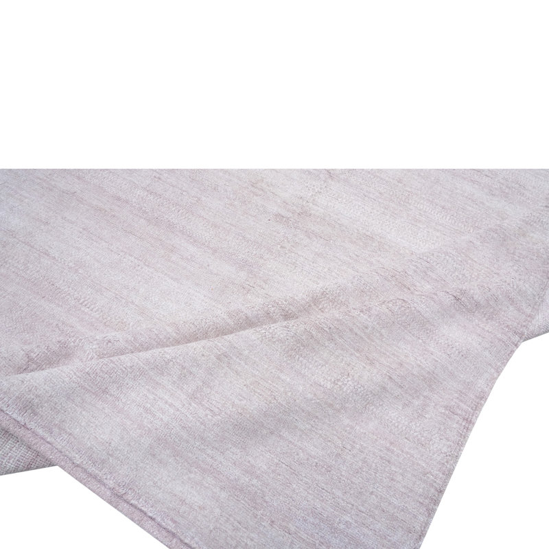 Solid Saree Silk Rug, Soft Pink, Rectangle 9' x 12'