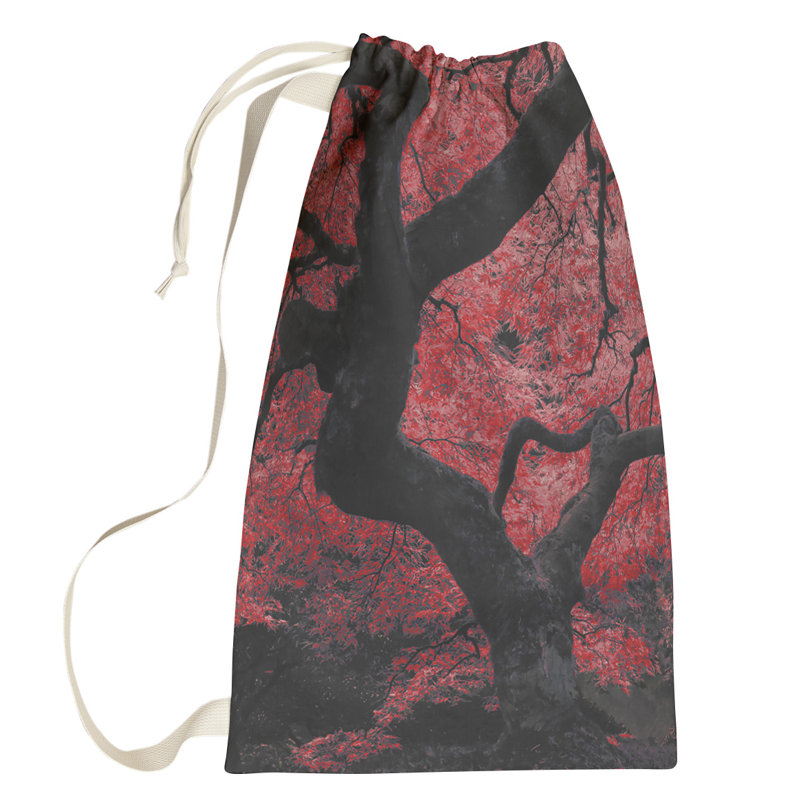Oram Fabric Laundry Bag with Handles, Small ( 64" H x 20" W x 1.5" D), Red