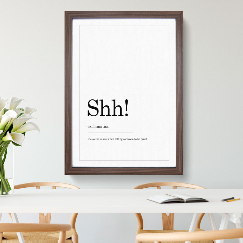 Definition of Shh - Picture Frame Typography, 90cm H x 65cm W x 2cm D, Walnut
