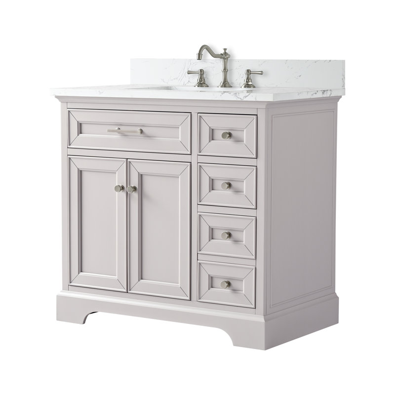 Thompson 36" W Single Bathroom Vanity, Taupe/Brushed Nickel