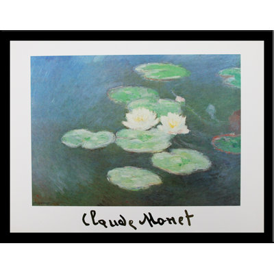 Reproduction d'art encadrée 24 x 32 encadrée, "Nymphaeasby Nightfall" par Claude Monet