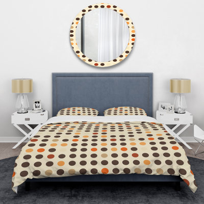 Ensemble de housse de couette à pois brun et beige III - Glam