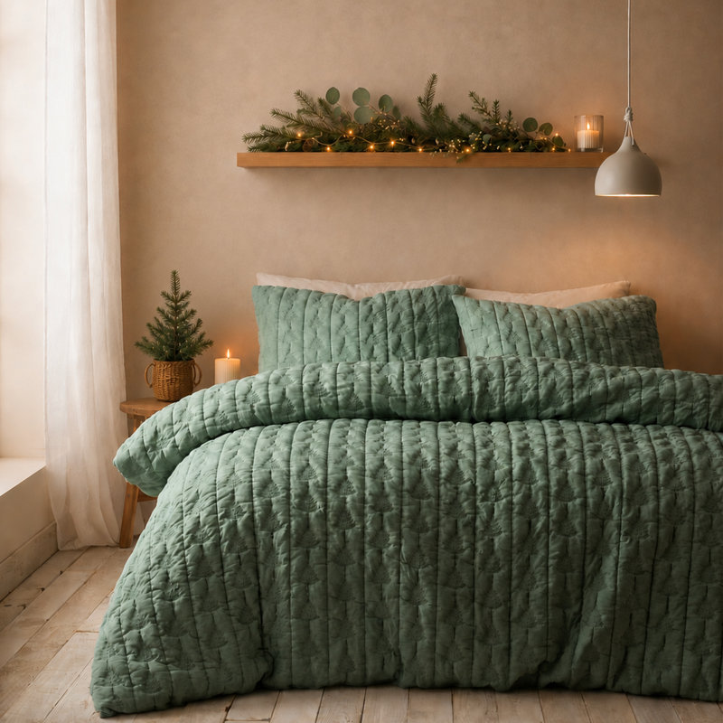 Tamba Leaf Pinsonic Christmas Duvet Cover Set, Double