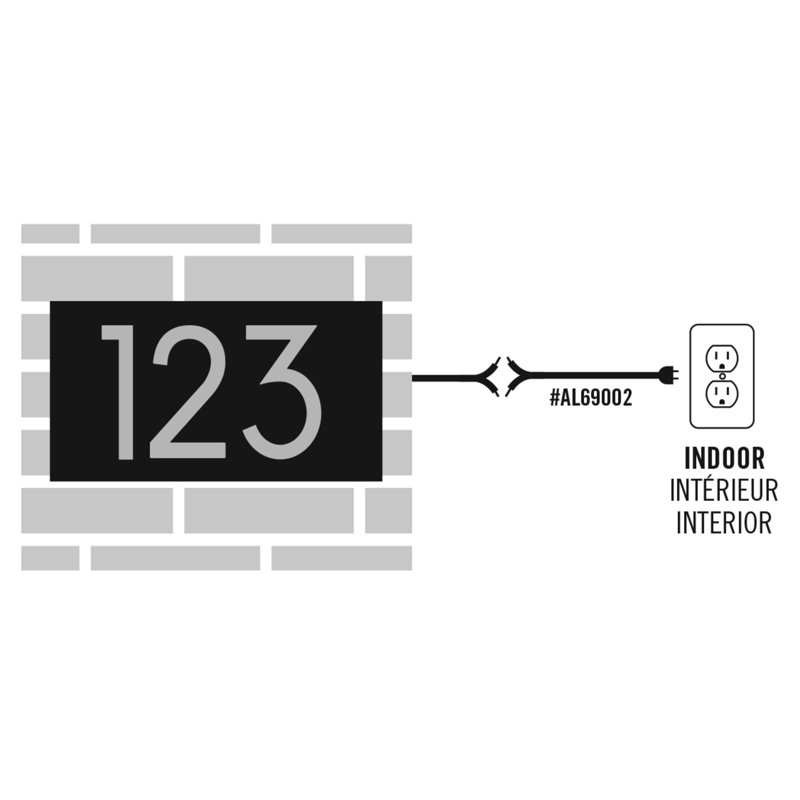 Large Black Steel Floating Address Plaque with Light Sensor