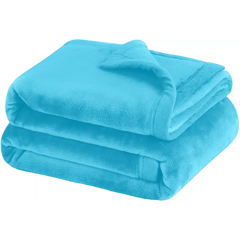 Plain Weave / Muslin Heated Throw Blanket, Light Blue, Single