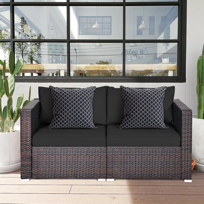 59'' Wide Straight Wicker Loveseat with Cushions