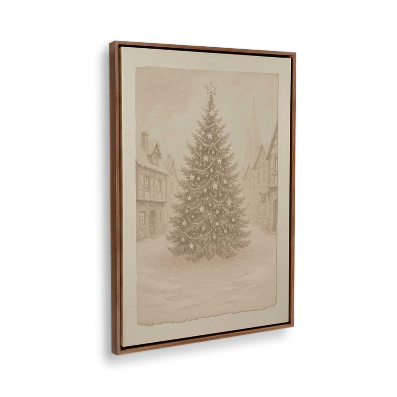 «Town Square Noel», reproduction d'art sur toile, H 30,75 po x l 20,75 po, Noyer