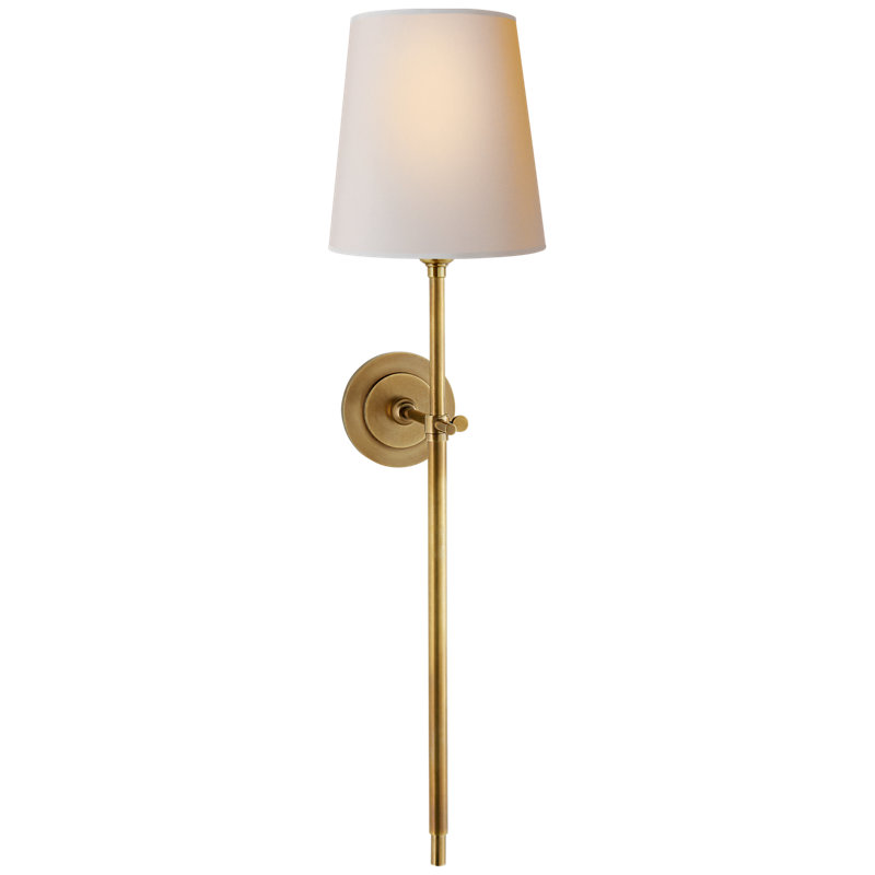 Thomas O'Brien Bryant Large Tail Sconce, Hand-Rubbed Antique Brass, Fabric