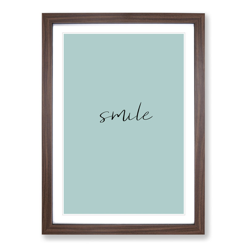 Smile V2 - Single Picture Frame Print on Wood, Walnut Framed, 65cm H x 48cm W x 2cm D