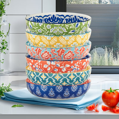 Panache Set of 6 Soup Pasta Bowl 6 asst 9.25in Diam x 2.25in 40oz