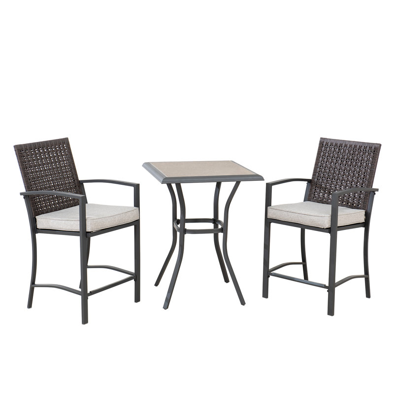 Square 3 Piece 2 - Person 69.49Cm L Bistro Set with Cushions