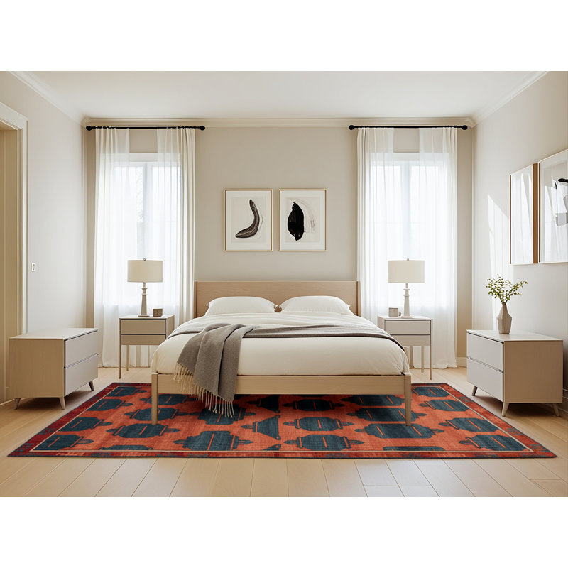 Machine Washable Art Deco Black Area Rug, Rectangle 5' x 8'