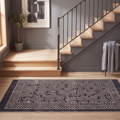 Tapis Sycamore2 gris abstrait moderne en polyester lavable