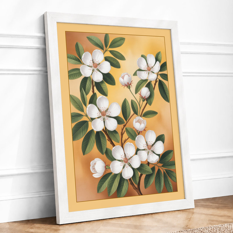 Flowering Study Botanical - Framed Print, A3 - 42.0 x 29.7 cm, White
