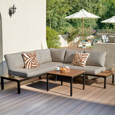 Lovene 5-Person Outdoor Sectional Seating Group with Removable Cushions 
