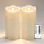 Outdoor LED Candle Lights, Flickering LED Candles, Battery-Powered Candles with Remote Control and Timer Function, Ivory White Plastic, 7.5cm x 15cm, Set of 2