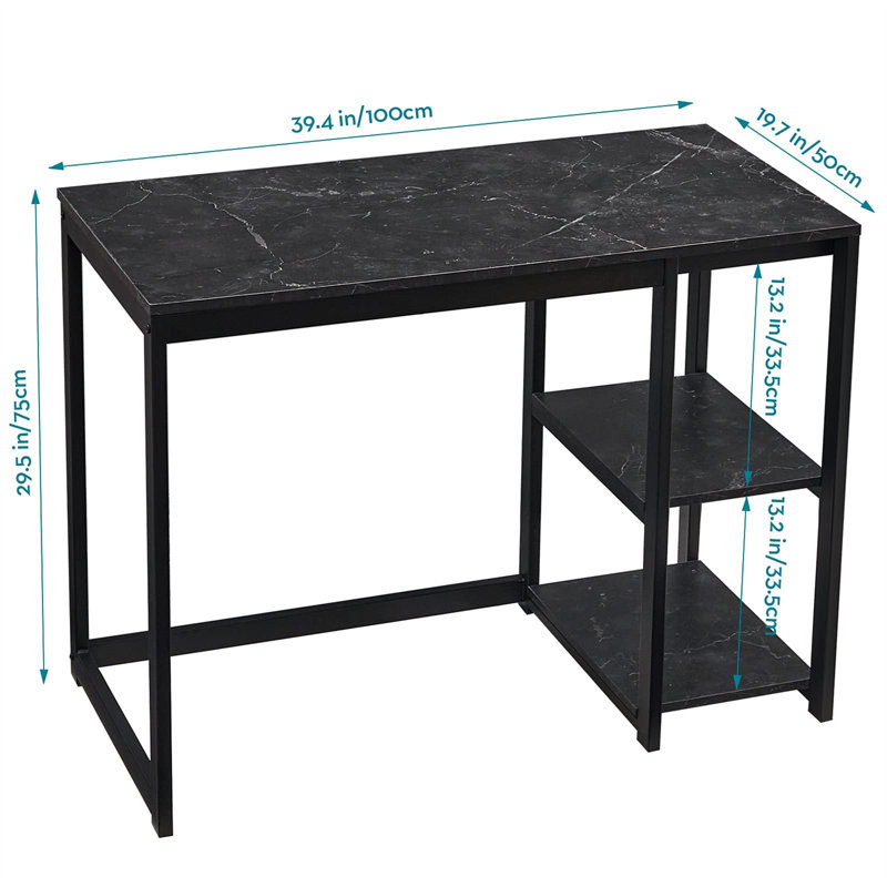Clairann Steel Computer Desk, Black/Black